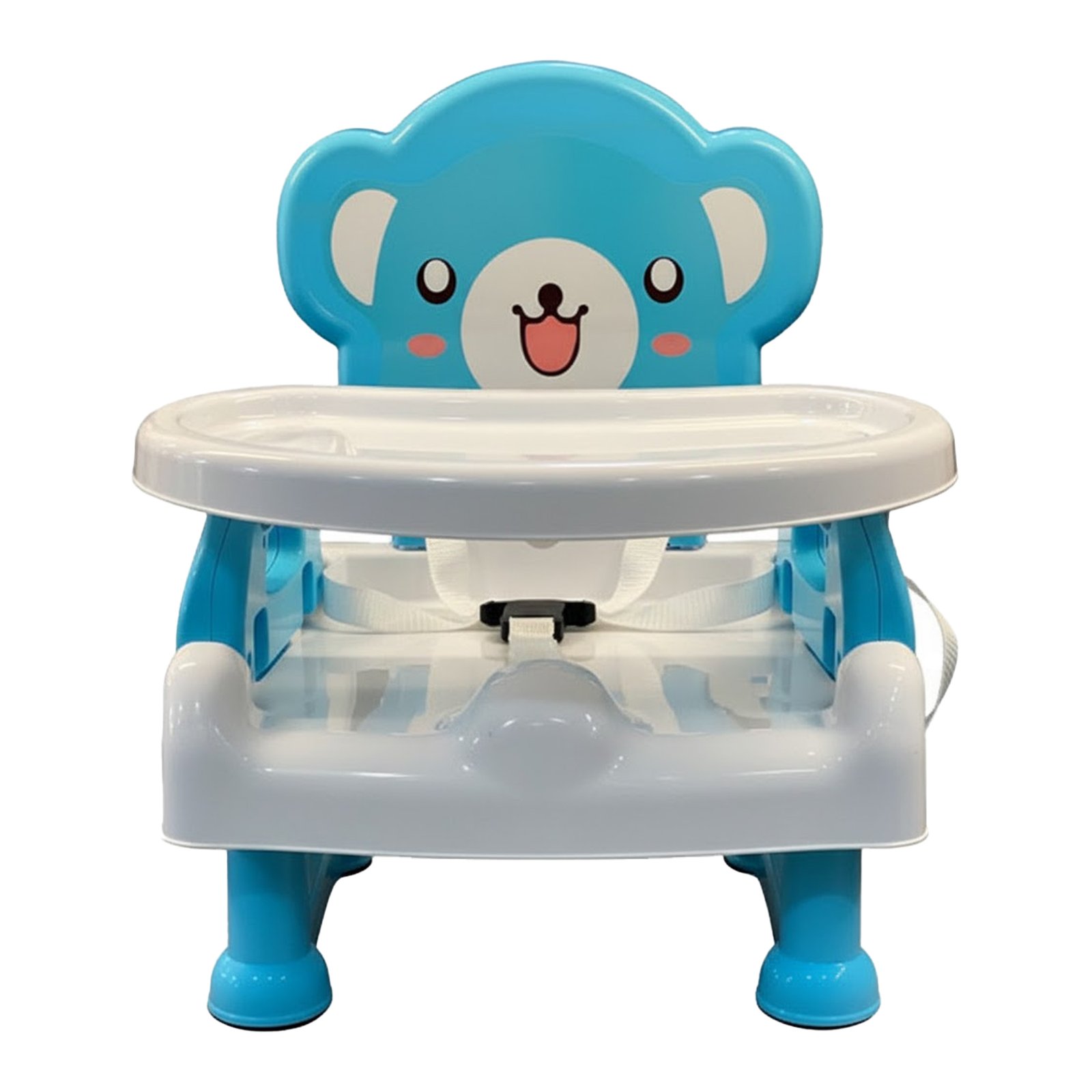 Cute Bear Baby Booster Seat & Dining Chair – Portable Toddler Feeding Chair with Removable Tray, Safety Harness & Cute Animal Backrest