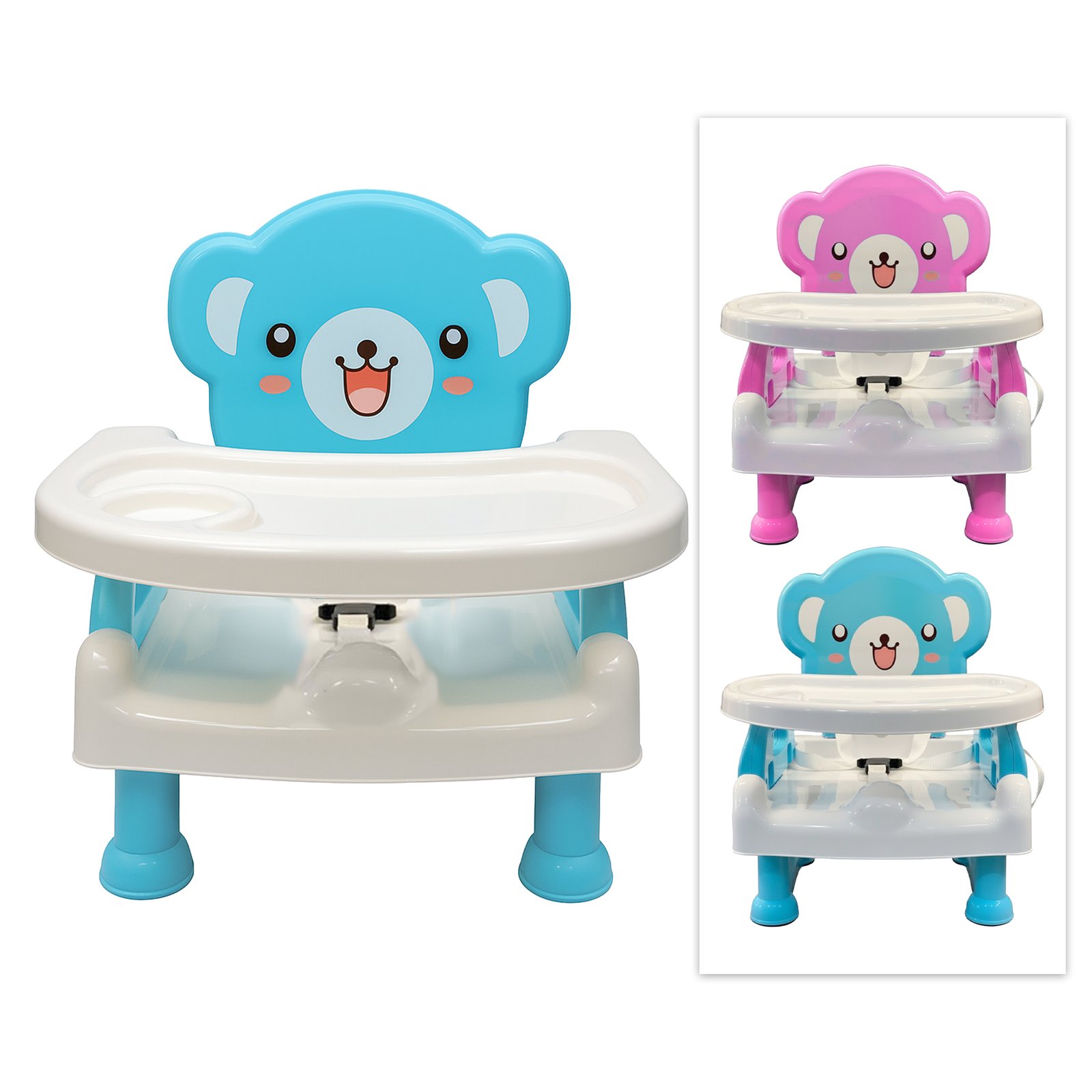 Cute Bear Baby Booster Seat & Dining Chair – Portable Toddler Feeding Chair with Removable Tray, Safety Harness & Cute Animal Backrest - Image 3