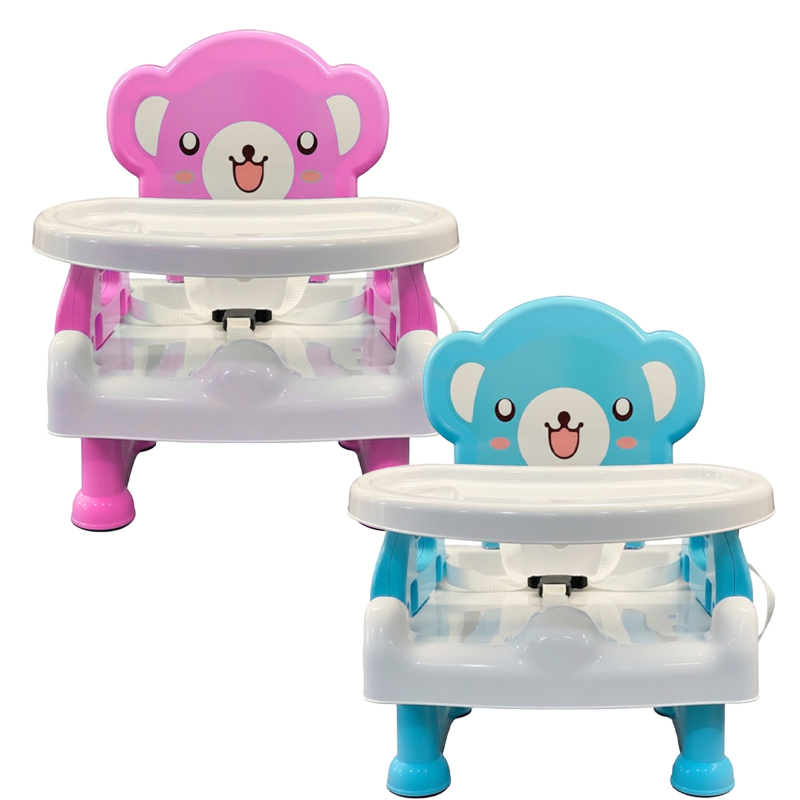 Cute Bear Baby Booster Seat & Dining Chair – Portable Toddler Feeding Chair with Removable Tray, Safety Harness & Cute Animal Backrest - Image 2