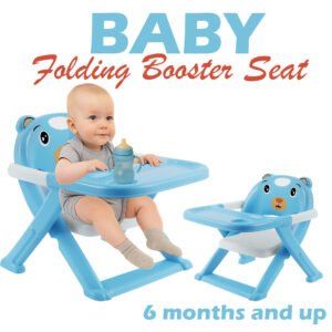 Evergreen Baby Folding Booster Chair – 2-in-1 Portable Toddler Feeding & Dining High Chair with Adjustable Tray (6 Months & Up)