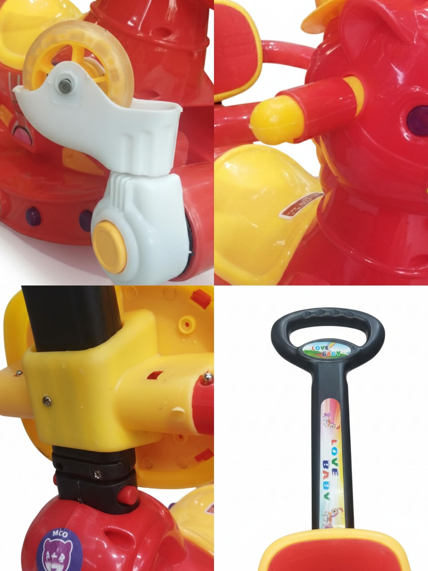 2-in-1 Baby Rocking Horse Ride-On Toy with Push Handle | Kids Rocker & Ride-On Horse Toy with Wheels - Image 4