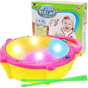 Musical Flash Drum Toy for Kids – Interactive Electronic Drum Kit with Colorful LED Lights, Rhythm Songs, and Drumsticks (Age 3+)