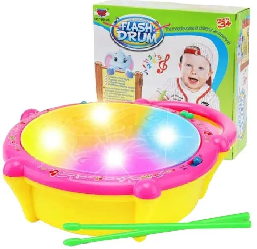 Musical Flash Drum Toy for Kids – Interactive Electronic Drum Kit with Colorful LED Lights, Rhythm Songs, and Drumsticks (Age 3+)