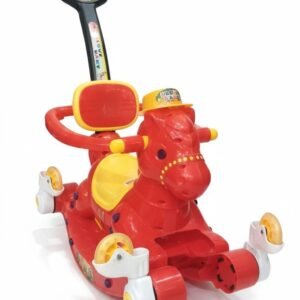 2-in-1 Baby Rocking Horse Ride-On Toy with Push Handle | Kids Rocker & Ride-On Horse Toy with Wheels