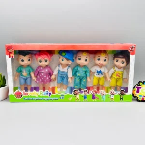 Lovely Baby Character Doll Set – 6-Piece Cartoon Family Action Figures and Toddler Doll Collection for Kids (Age 3+)