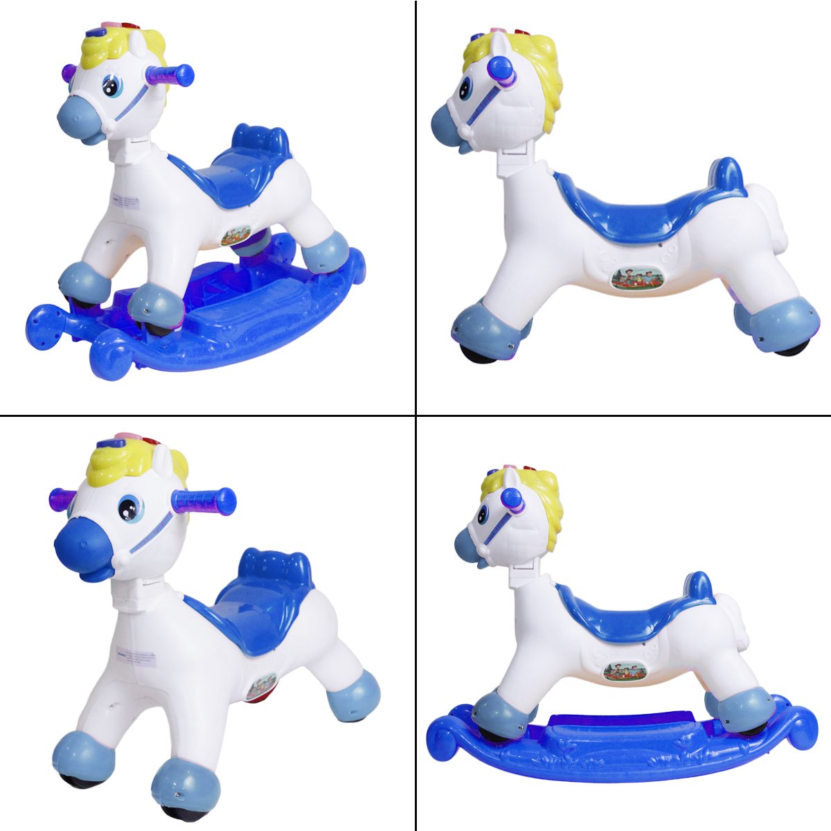 Kids Rocking Horse with Wheels, Sound & Light | 2-in-1 Musical Ride-On Rocking Horse Toy with Storage Space - Image 3