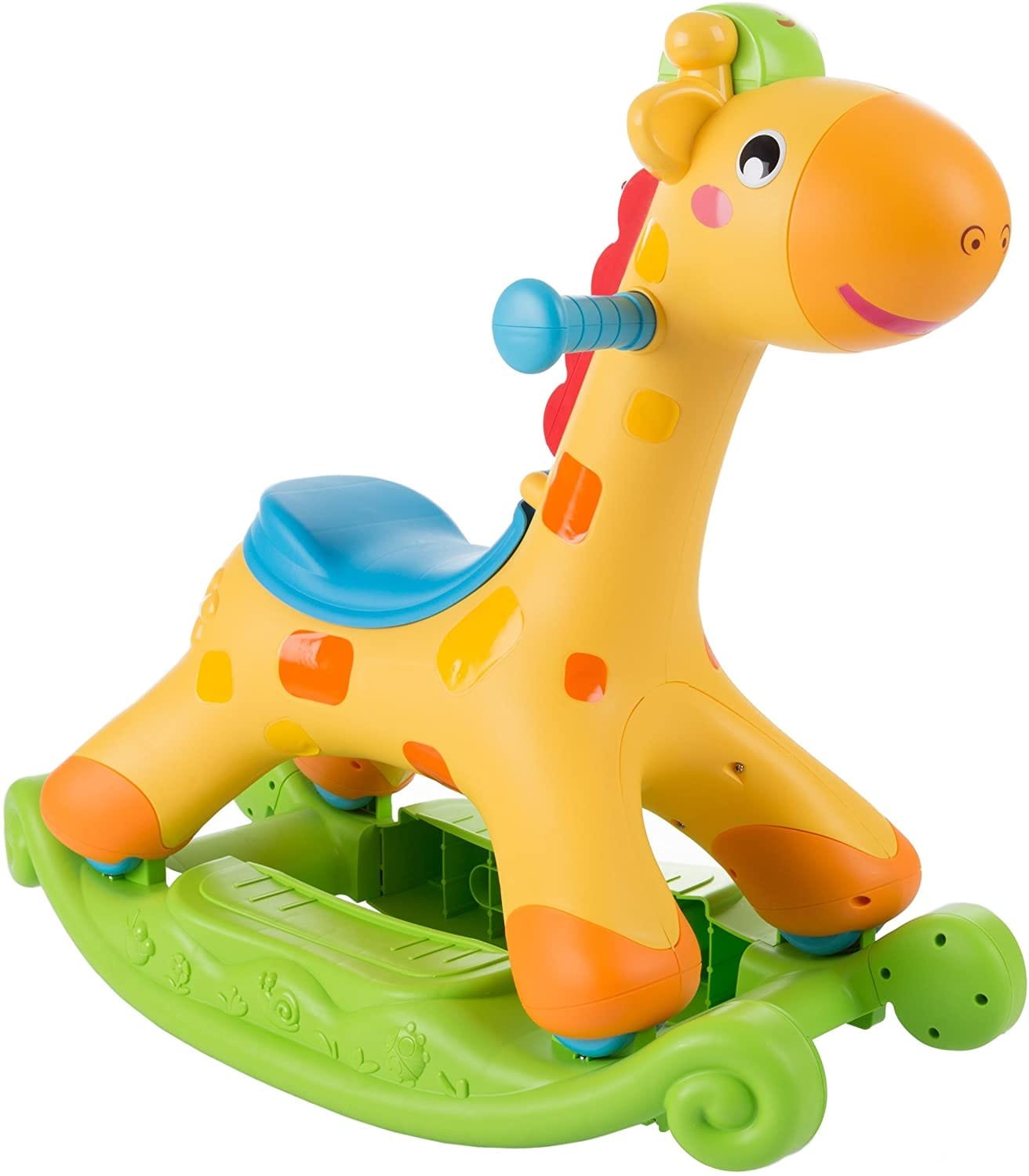 2-in-1 Kids Rocking & Ride-On Giraffe Toy with Wheels | Musical Sound & Light Ride-On Scooter with Storage - Image 3
