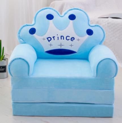 2-in-1 Foldable Kids Plush Sofa & Flip-Open Lounger Bed | Cartoon Character & Princess Crown Toddler Armchair for Playroom & Bedroom - Image 3