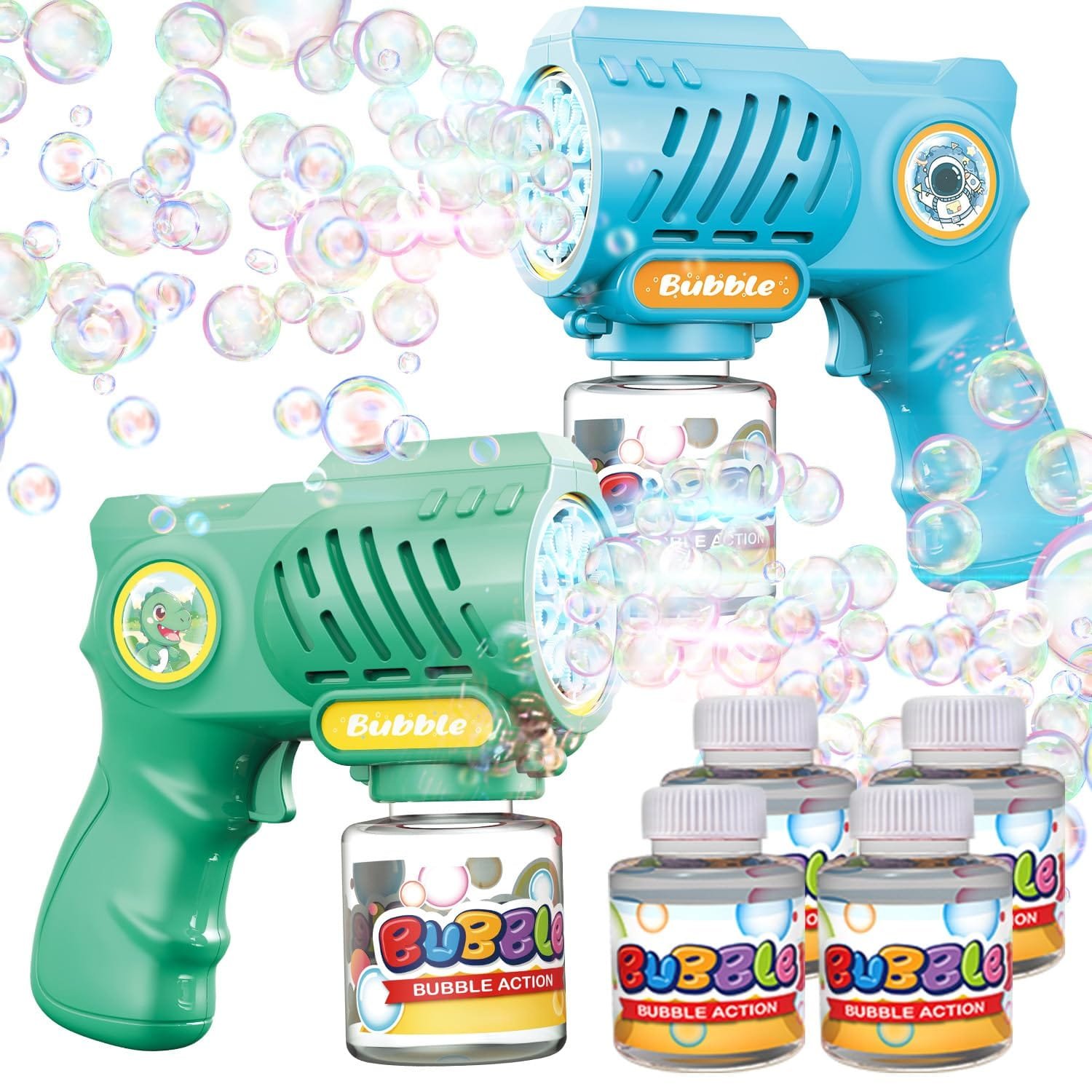 10-Holes Electric Bubble Gun Blaster with Bright LED Lights & Leak-Proof Design | Automatic Cartoon Bubble Maker Toy for Kids Outdoor Play - Image 2
