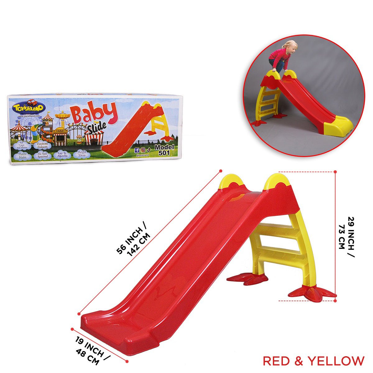 Kids Baby Slide Indoor Outdoor | Plastic Kids Slide with Stairs | Toddler Playground Slide for Boys & Girls | 56 Inch - Image 4