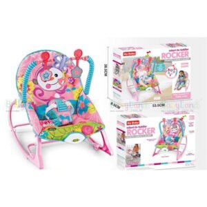 Infant to Toddler Baby Rocker Chair with Toy Bar | Baby Bouncer Rocking Seat with Padded Cushion, Safety Harness & Interactive Hanging Toys
