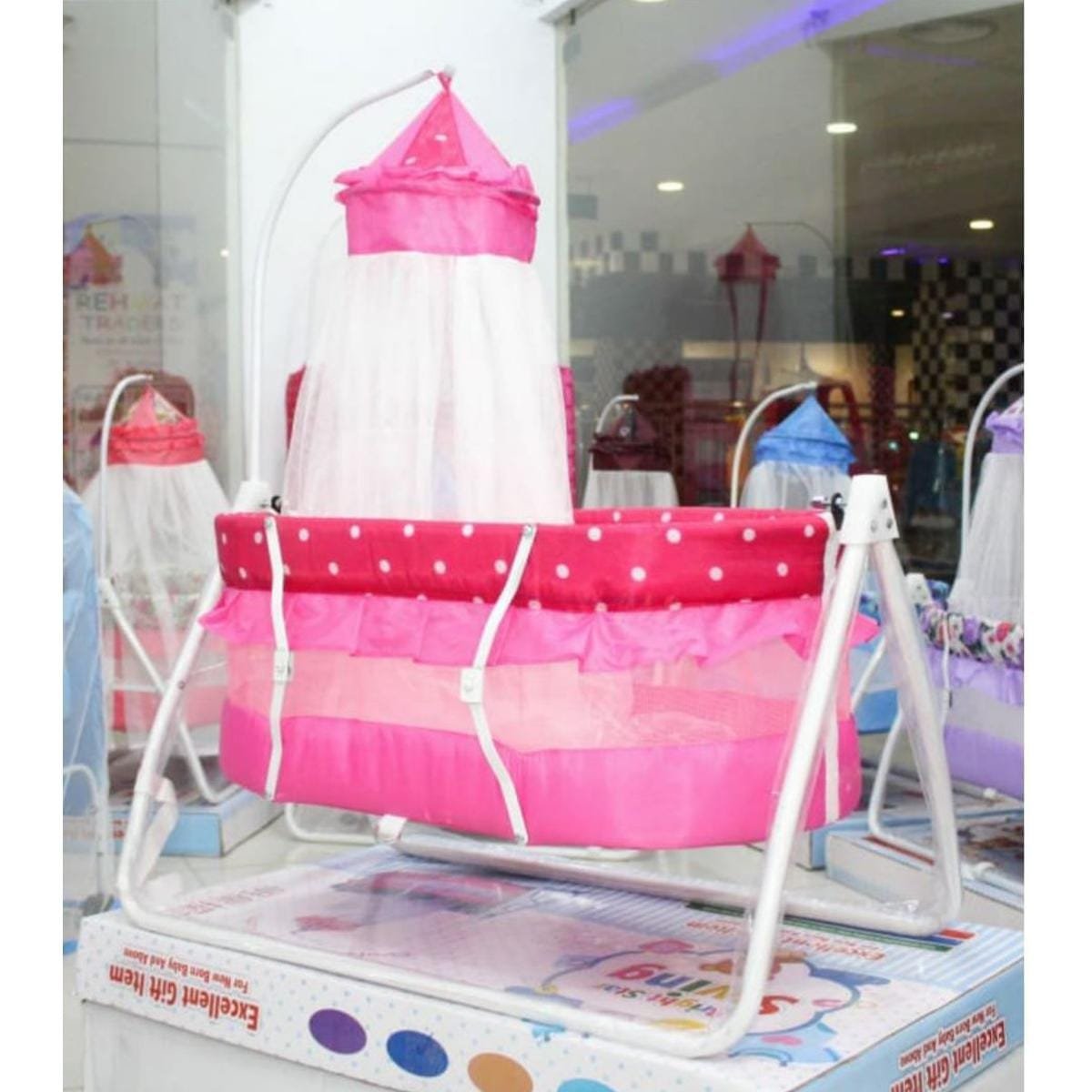 Mother Baby Swing Cradle with Mosquito Net | Newborn Baby Hanging Swing & Rocking Cradle with Stand