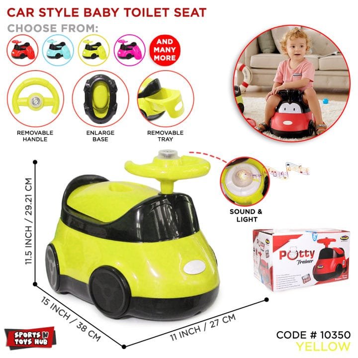 Car Style Baby Potty Training Chair & Toilet Seat with Sound & Light | Interactive Toddler Potty Trainer with Removable Steering Wheel & Tray - Image 2