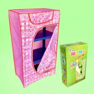 Mama Love Foldable Kids Wardrobe & Toy Storage Organizer | Multi-Layer Portable Nursery Closet with Zipper Cover & Shelves