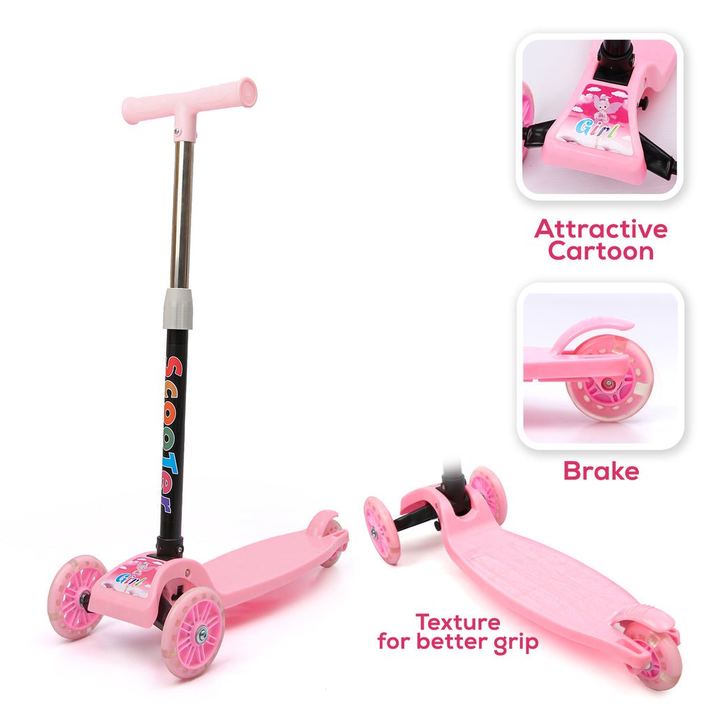 Kids 3-Wheel Lean-to-Steer Kick Scooter with LED Flashing Wheels & 3-Level Height Adjustable Handlebar | Outdoor Toy for Boys & Girls - Image 6