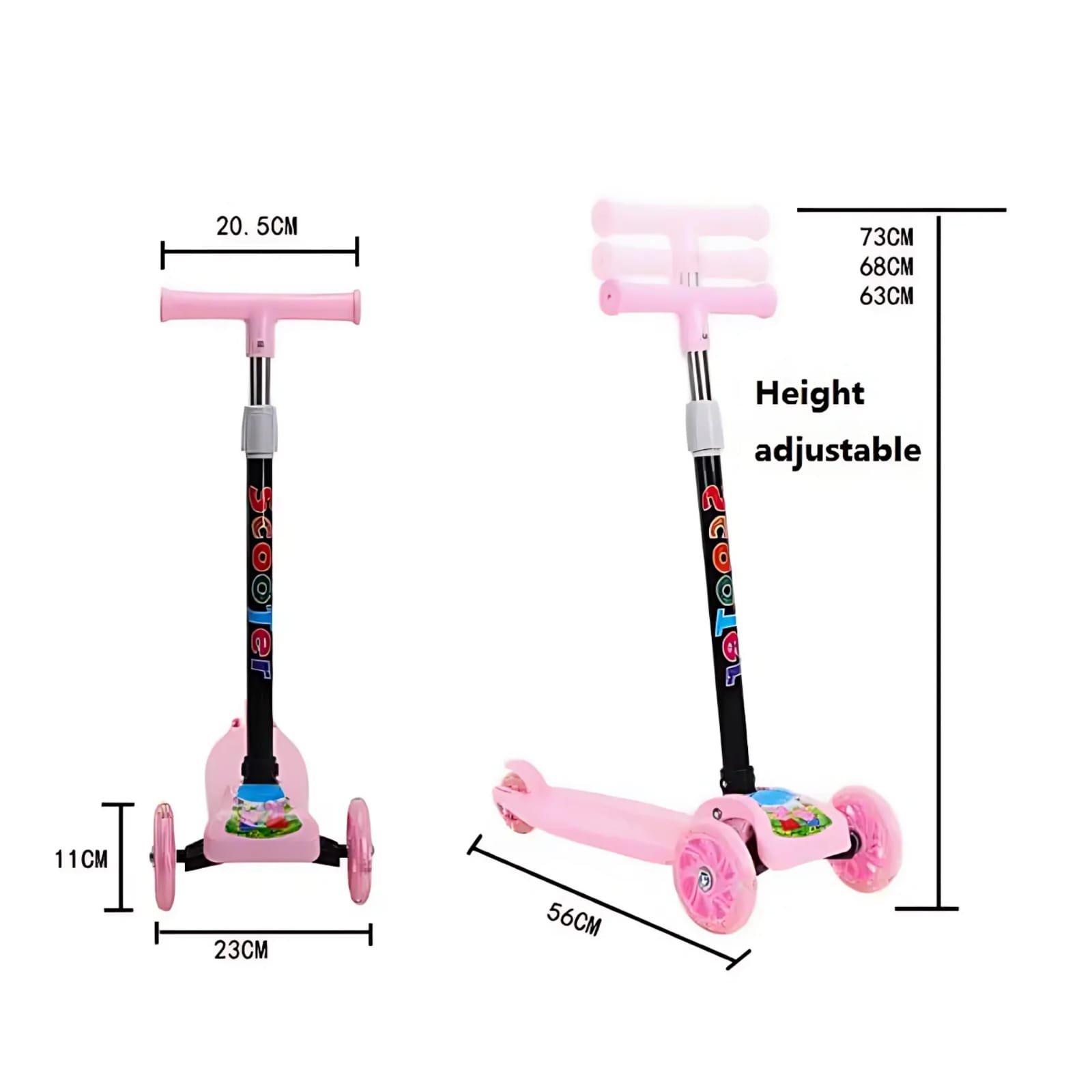 Kids 3-Wheel Lean-to-Steer Kick Scooter with LED Flashing Wheels & 3-Level Height Adjustable Handlebar | Outdoor Toy for Boys & Girls - Image 5