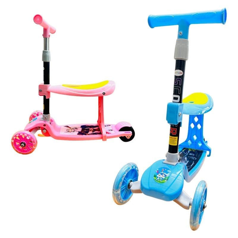 Kids 2-in-1 Sit-and-Stand Kick Scooter with Foldable Seat & LED Flashing Wheels | Adjustable Height Toddler Scooter for Boys & Girls - Image 2