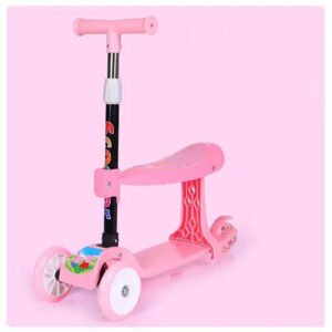 Kids 2-in-1 Sit-and-Stand Kick Scooter with Foldable Seat & LED Flashing Wheels | Adjustable Height Toddler Scooter for Boys & Girls