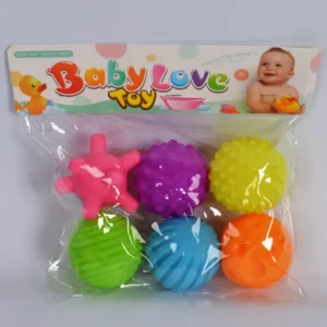 Baby Love Sensory Touch Ball Set - 6-Piece Multi-Textured Soft Squeak Balls