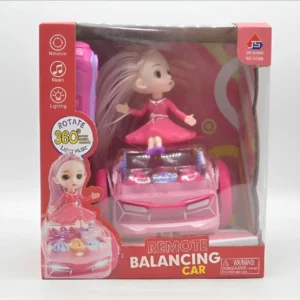 Remote Control Balancing Car Doll Toy for Girls | 360° Rotating Stunt Car with Lights & Music | Pink RC Dancing Car Toy