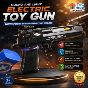 Toy House Desert Eagle Sound and Light Electric Toy Gun – Realistic Action Effects, Flashing Lights, & Safe Toy for Kids