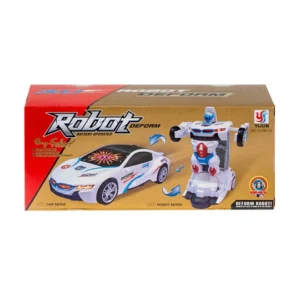 Battery Operated Robot Transforming Car Toy for Kids – 2-in-1 Deform Robot & Sports Racing Car with Lights, Music & Transformation | Ages 3+