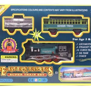 Eastern Express Super Train Set (23 Pcs) with Over 330 cm Track, Locomotive Engine, Oil Tank & Passenger Coach | Classic Electric Railway Toy for Kids