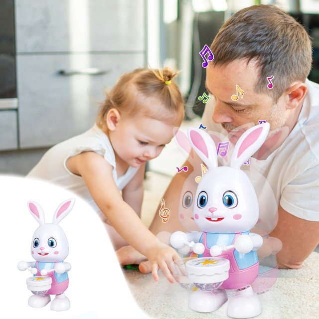 Interactive Dancing Rabbit Toy for Kids – Musical Light Up Bunny with Drum, Walking & Dancing Action | Battery Operated Educational Toy - Image 4
