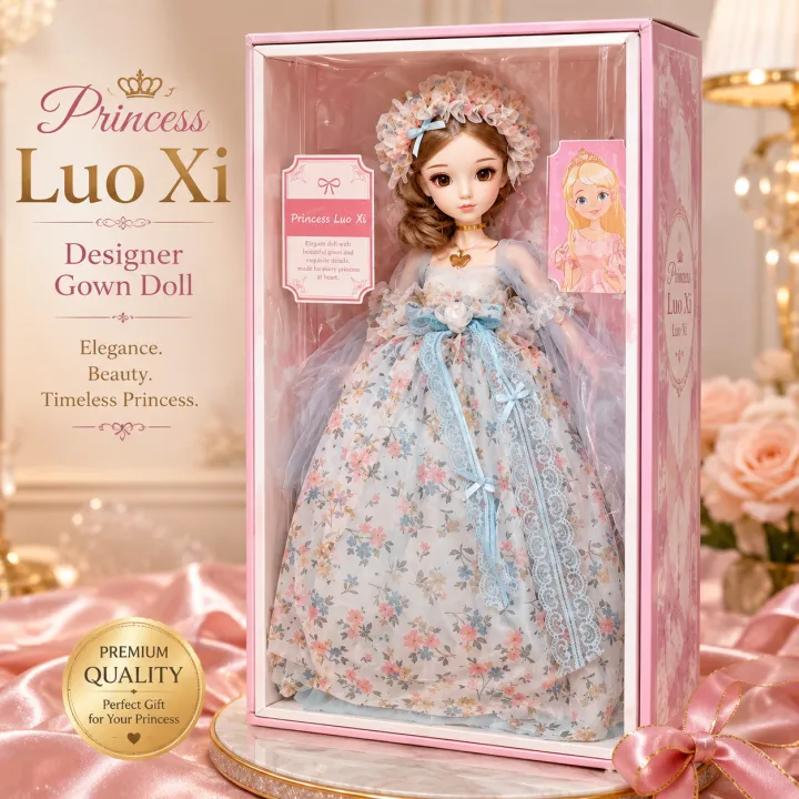 Princess Luo Xi Collectible Fashion Doll – Elegant Floral Gown & Matching Headpiece, Detailed BJD-Style Toy