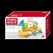Cute Duck Rowing Boat Toy for Kids | Bump & Go Musical Boat with Lights, Moving Paddles & Universal Wheels | Interactive Toddler Toy