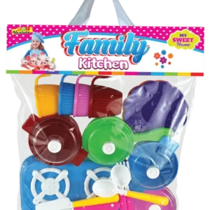 Toy Venture Family Kitchen Pretend Cooking Playset – Multicolor Toy Stove, Cookware Pots, Cups, Saucers & Cutlery Kitchen Toys