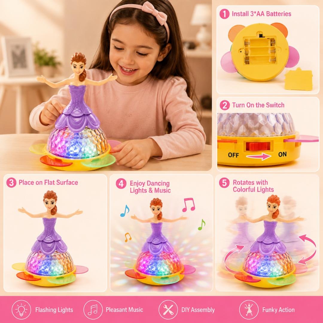 Princess Dance Toy – Magical Spinning Fun with 3D Flashing Lights & Music - Image 3