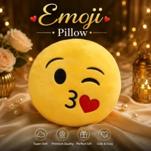 Winking Kiss Emoji Pillow - Super Soft, Plush Stuffed Cushion & Room Decor