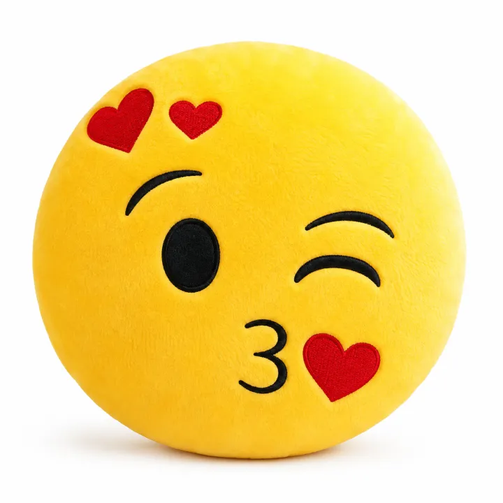 Winking Kiss Emoji Pillow - Super Soft, Plush Stuffed Cushion & Room Decor - Image 2